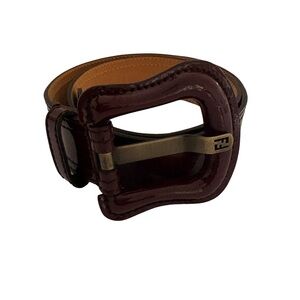 Vintage  Fendi Burgundy Patent Leather Belt
